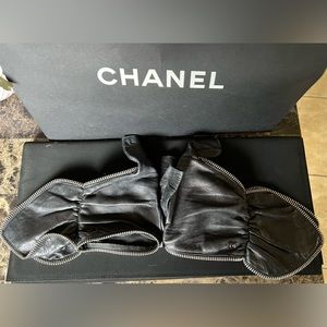 Chanel Vintage Fingerless Zipper Gloves